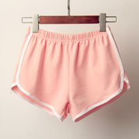 Shorts de sport athlétiques pour femmes, taille élastique, bordure contrastante, couleur unie, décontractés, pour le sommeil, la gym et le sport, vente en gros