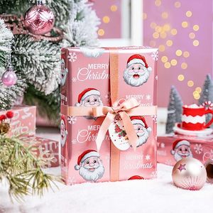 Pink cute double-sided Christmas Santa Claus printed aluminum foil <b>wrapping</b> <b>paper</b> - Product Image 1