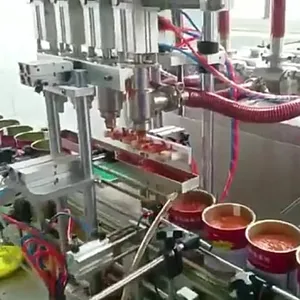 Máquina de enchimento de molho de tomate, chaleira de linha de produção, lata de lata de alimentos, costurador, manteiga
