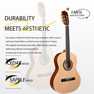 Guitarra Clásica China Vintage de 36 Pulgadas con Mástil de Okoume, Hecha a Mano con Tapa de Cedro y Madera de Sapele - Product Image 2