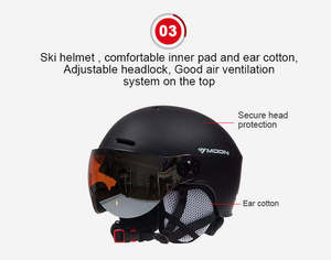 MOON CE EN1077 Cấp Giấy Chứng Nhận Dành Cho Người Lớn Mùa Đông Thể Thao Mềm Full <span class=keywords><strong>Face</strong></span> Bảo Vệ <span class=keywords><strong>Snowboard</strong></span> Ski <span class=keywords><strong>Helmet</strong></span> Với Visor - Product Image 4