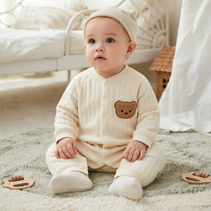 Mono de una pieza acolchado de algodón puro sin costuras para bebé, unisex, de manga larga, cálido, para primavera, otoño e invierno - Product Image 6