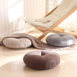 Thick cotton and linen futon <b>cushion</b>, <b>round</b> Japanese style, suitable for balcony, bay window, tatami, windowsill, and floor - Product Image 2
