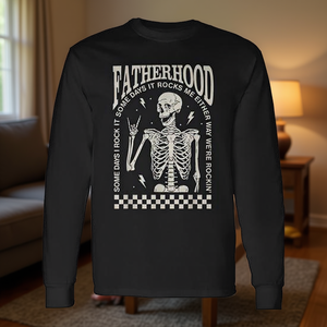 Camiseta de manga larga vintage con estampado de serigrafía de Fatherhood Rock Skeleton Dad Life, cuello redondo, para hombre adulto - Product Image 3