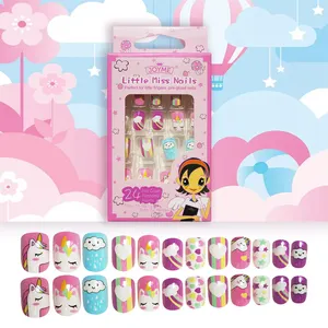 ROSALIND 24 pcs Kinder künstliche Presse auf künstlichen Nägeln Kunst Set Großhandel ungiftige kurze Kinder Designs kleben auf falsche Nägel Kit