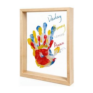 Marco Transparente de Madera Sólida para Huellas Familiares, Material de Pino, Rectangular Vertical, Impresión Artística DIY, Recuerdo con Huellas de Varias Personas - Product Image 5