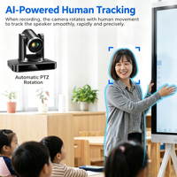 Cámara de Conferencia PTZ Inalámbrica 5.8G 4K con Seguimiento Automático por IA, Zoom Óptico 10x, Cámara de Video IP para Transmisión en Sala de Reuniones e Iglesias