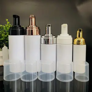 Botol Semprot Busa Plastik Putih, 100Ml 120Ml 150Ml 200Ml 250Ml Pembersih Wajah Sikat Silikon Tutup Busa Botol Semprot