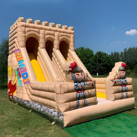 Toboggan aquatique gonflable pour excavateur, toboggan sec gonflable à double piste, idéal pour les garçons, toboggan gonflable pour fête d'enfants, toboggan de parc gonflable - Vente chaude