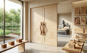 Porte intérieure/extérieure en bois Sengon moderne de qualité supérieure, finition lisse, taille personnalisée, cadre robuste et durable, design léger, pour usage hôtelier - Product Image 2