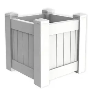 Classic Square White PVC Flower Box American Style Yard Greening Living Plant Outdoor Planter Garden Ideas