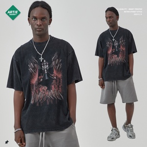 Ropa para Hombre ARTIE |   Camiseta de algodón transpirable de manga corta, estilo urbano, desgastada y rasgada, con estampado de Attack on Titan. - Product Image 2