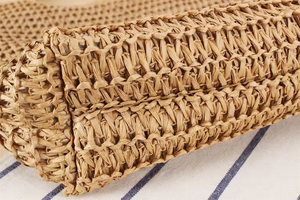 Femmes voyageant Shopping Sacs à main couleur unie poignée tissée à la main paille été voyage plage fourre-tout carré poignée supérieure sac - Product Image 3