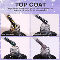 Top Coat Professionnel Velours Scintillant Français Sans HEMA Sans TPO Végétalien Écologique Sans Résidu Gel Polish Velours Sans Essuyage pour Salon