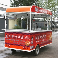 Chariot de restauration rapide électrique en acier inoxydable à trois roues, semi-fermé, camion de cuisine intégré, stand mobile pour petit-déjeuner, hot-dogs