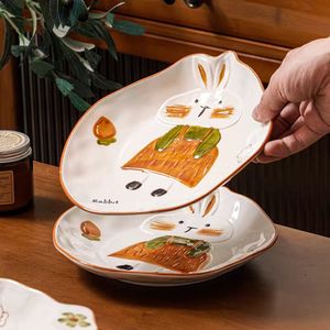 Ensemble de vaisselle en céramique <span class=keywords><strong>Peter</strong></span> Rabbit mignon, de qualité alimentaire, émaillé, bol à riz, bol à soupe, bol à nouilles, assiette à dessert, assiette - Product Image 6