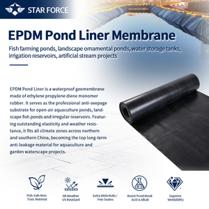 แผ่นรอง EPDM ปลอดสารพิษ ไม่มีสารเติมแต่งที่เป็นอันตราย ได้มาตรฐานการเพาะเลี้ยงสัตว์น้ำ เหมาะสำหรับบ่อเลี้ยง<span class=keywords><strong>ปลา</strong></span>และบ่อจัดสวน - Product Image 1