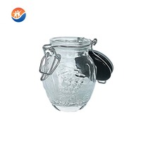 Minifrasco hermético de cierre con tapas de bloqueo, tarro de almacenamiento de vidrio superior, recipiente hermético de vidrio de miel con tapa de abrazadera