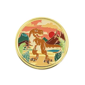 Pièce de défi personnalisée en métal doré et argent Pièce souvenir personnalisée en forme d'animal dinosaure