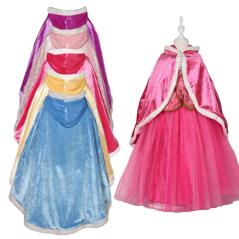 Capa larga con capucha de terciopelo suave de princesa de lujo para niñas, vestido de Elsa, capa para fiesta, disfraz para Halloween, Carnaval, Navidad, Cosplay