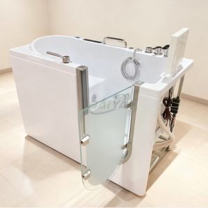 <span class=keywords><strong>Baignoire</strong></span> en acrylique avec fonction massage par remous <span class=keywords><strong>pour</strong></span> les personnes <span class=keywords><strong>à</strong></span> mobilité réduite, <span class=keywords><strong>porte</strong></span> de sécurité, barre d'appui, vidange facile, design écologique et confortable - Product Image 4