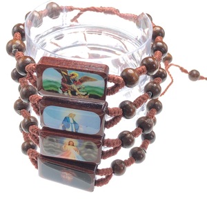 Braccialetti elasticizzati in legno cattolico perline devozionali fatte a mano con santi gesus & maria gioielli di preghiera - Product Image 3
