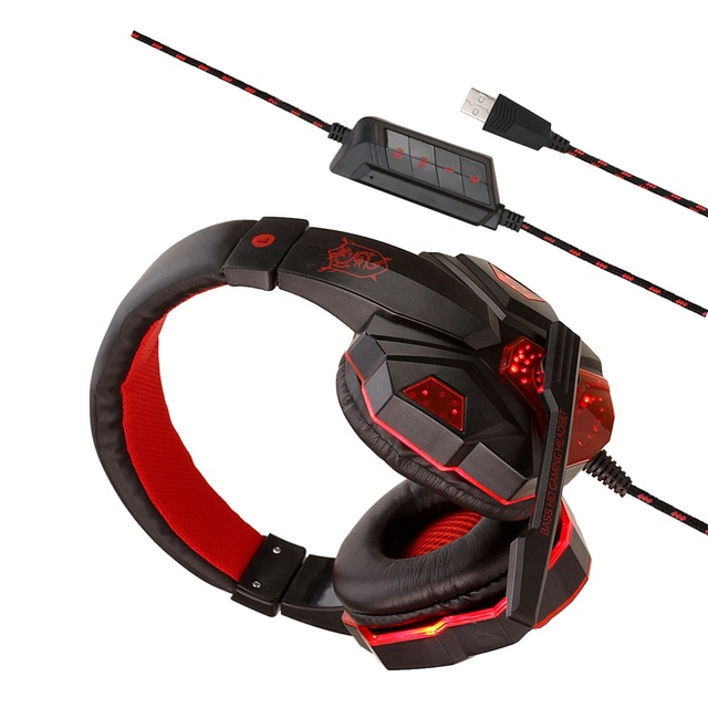LED Light USB Gaming Headset With 7.1 Surround Sound Noise Cancelling Mic Wired Headphone for Gamer PS4 XBOX PC Laptop