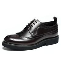 Zapatos de Vestir para Hombre, Nuevos, con Suela Gruesa, Punta Redonda, de Cuero Genuino, Zapatos de Boda para Hombre