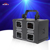 Projecteur laser 4 têtes avec LED rouges/jaunes, contrôle DMX512/sonore, indice de protection IP33, idéal pour les discothèques et les boîtes de nuit