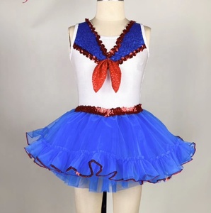Abito da Palcoscenico per Bambina con Gonna Vaporosa, Costume da Principessa, Abito da Ballo Stile Marinaio, Corpetto con Paillettes per Spettacoli di Danza Classica - Product Image 1