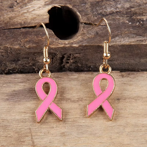 Pendientes de Moda para Mujer, Regalos para Bodas y Fiestas, Pendientes de Aleación de Zinc con Lazo Rosa, Conciencia sobre el Cáncer de Mama - Product Image 5