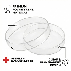 Piastra di Petri in Vetro Borosilicato Trasparente con Coperchio, Riutilizzabile per Coltura Cellulare, Materiale di Consumo per Laboratori di Microbiologia - Product Image 3