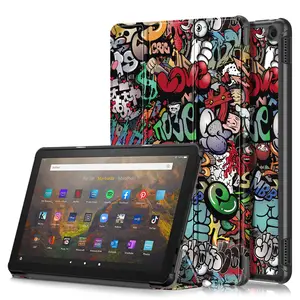 For Amazon Fire HD 10 2023 Case 10.1" Slim PU Leather Tri-Folding Magnet Smart Cover for Amazon Fire HD10 10.1 Tablet Case Funda