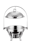 KUNTAI Réchaud suspendu de luxe léger en acier inoxydable argenté/doré avec perles décoratives, 8L, sans fumée, style restaurant, pour maintien au chaud des aliments