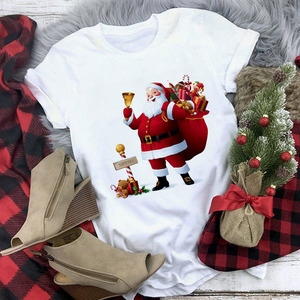 2025 Ra mắt của mô hình mới phụ nữ in T-Shirt Santa Deer mô hình phụ nữ t-shirt tùy chỉnh in T-Shirts - Product Image 1