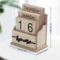 Bureau à domicile Calendrier perpétuel en bois Cube Semaine Mois Affichage de la date Calendrier de construction en bois de hêtre poli