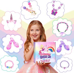 Set Vestito <span class=keywords><strong>Principessa</strong></span> <span class=keywords><strong>Unicorno</strong></span> con Perline e Stampa Floreale, con Tutù, Ali, Scarpe, Gioielli e Fascia per Capelli per Bambine e Bimbe Piccole - Set Regalo per il Gioco - Product Image 1