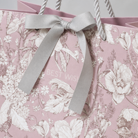 Leabon Staubrosa Blumen-Geschenktüte mit Botanischem Design und Kordelgriff Luxuriöse Papier-Geschenktüte Großhandel Fabrik