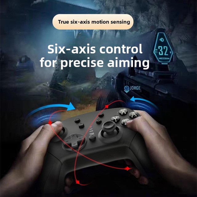 Wireless Game Controller Dual-Motor Vibration 6-Axis Gyroscope Supports Wired Connection for for PCs ABS Material