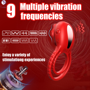 Hot Selling Rose Vibrerende Haan Ring Volwassen Geslachtsproduct 9 Frequentie Trillingen Duurzaam Waterdicht Siliconen Materiaal Penisring - Product Image 2