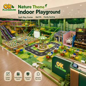 Aire de jeux intérieure sur le thème de la nature avec piscine à balles, zone de jeux pour enfants et sièges familiaux pour projets de divertissement commercial - Product Image 1