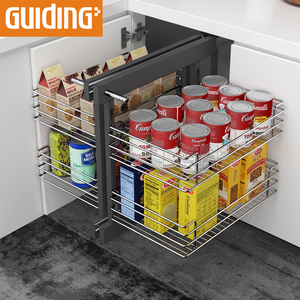 Blind Corner Pull Out Wire Basket Drawer Soft Closing Damper Kitchen Corner Pull Down Under Cabinet Wire Baskets - Product Image 2
