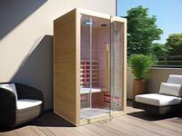 Sauna de Luxe Moderne pour 2 Personnes, Spa Domestique à Infrarouge Lointain, en Bois Massif de Pruche et Cèdre Rouge, avec Panneau de Commande et Fenêtres en Tuile