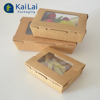 Biologisch afbreekbare groothandel wegwerp kartonnen voedselverpakking voor sushi, salade, fruit, afhaalmaaltijden, lunchverpakkingen, PET PP venster, embossing