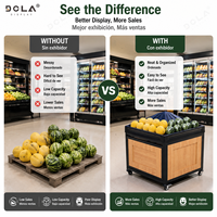 DOLADISPLAY Modulaire Fruit- en Groentebakken Supermarkt Kruidenierswinkel Fruit- en Groentepresentatiebakken Houten Bakken