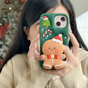 Custodia per Telefono con Supporto in Silicone a Forma di Omino di Pan di Zenzero Natalizio per <span class=keywords><strong>iPhone</strong></span> <span class=keywords><strong>Apple</strong></span> <span class=keywords><strong>14</strong></span> 13 17 16 15 Pro Max, Antiurto - Product Image 2