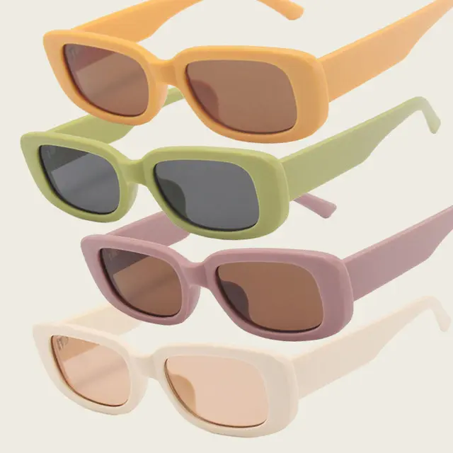 Gafas de sol clásicas Retro para mujer, anteojos de sol femeninos de diseño de marca, rectangulares, transparentes, azul, rosa y verde, UV400