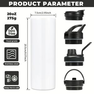 Gobelet isotherme sous vide de 20 oz avec poignée et couvercle, prêt à être expédié depuis l'entrepôt américain, idéal pour la sublimation – Cadeau parfait - Product Image 2