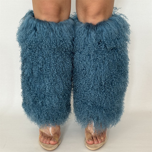 Guêtres <span class=keywords><strong>en</strong></span> vraie fourrure mongole pour femmes, couvre-bottes d'automne, couvre-pieds <span class=keywords><strong>en</strong></span> fourrure style Lolita Punk Harajuku - Product Image 5