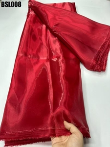 Venta al por mayor de tela de brocado azul marino ecológica, vestido de novia, agua líquida brillante, tela de encaje de organza de alto brillo - Product Image 3